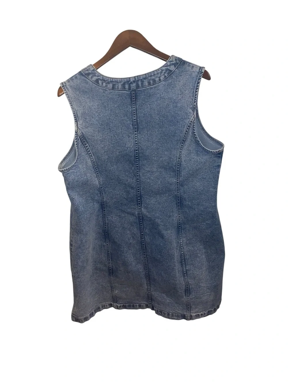 Frye denim mini dress button-front closure sleeveless coastal cowgirl western - Picture 7 of 11